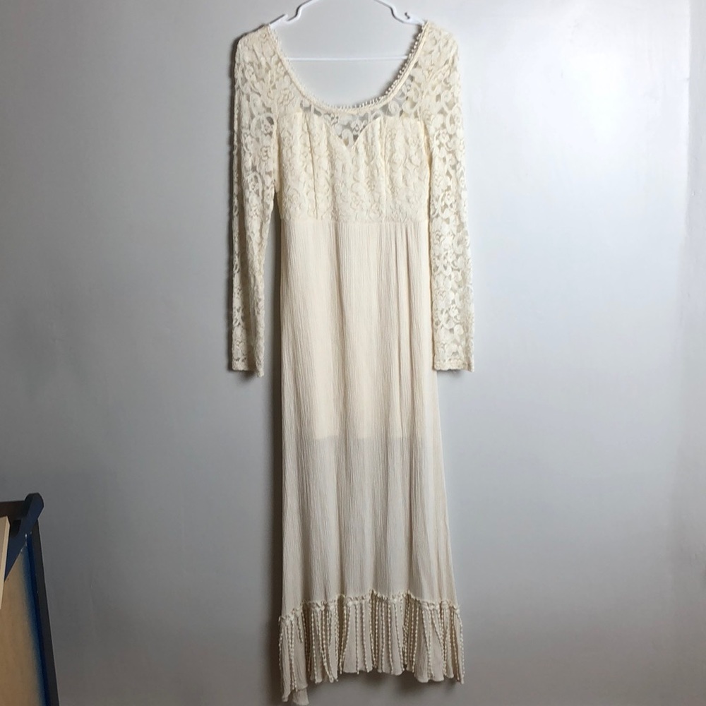 Lace and fridge boho dress